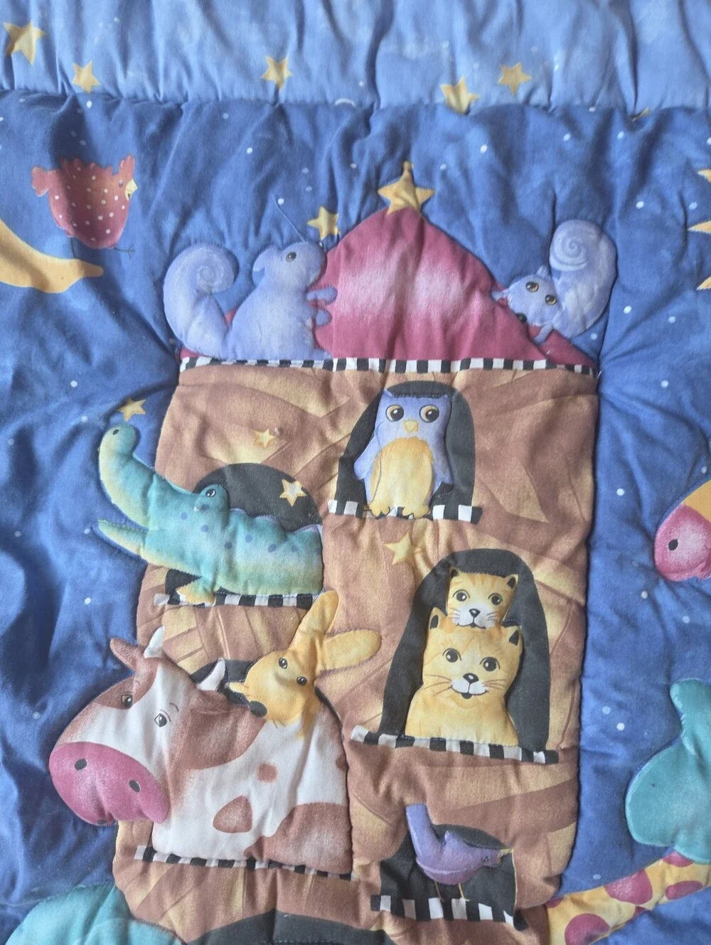 Vintage 90s Viv Eisner Hess Noah’s Ark Celestial Nursery Crib Comforter Blanket